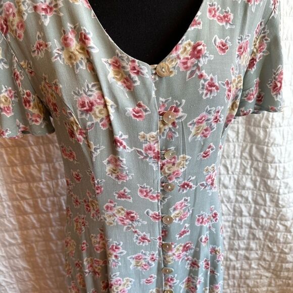 Cdc Caren Desire Company Vintage maxi button flutter sleeves floral print size 6 - Picture 2 of 6